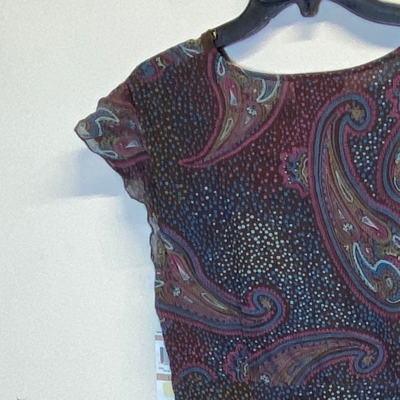 Style and Co  Dotted Paisley Folkloric VNeck Handkerchief Dress Size 12 - Picture 5 of 13